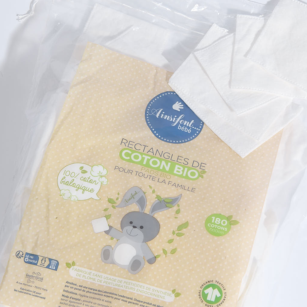 Rectangles de coton Bio – GOTS (Ecocert Greenlife – 00206311)