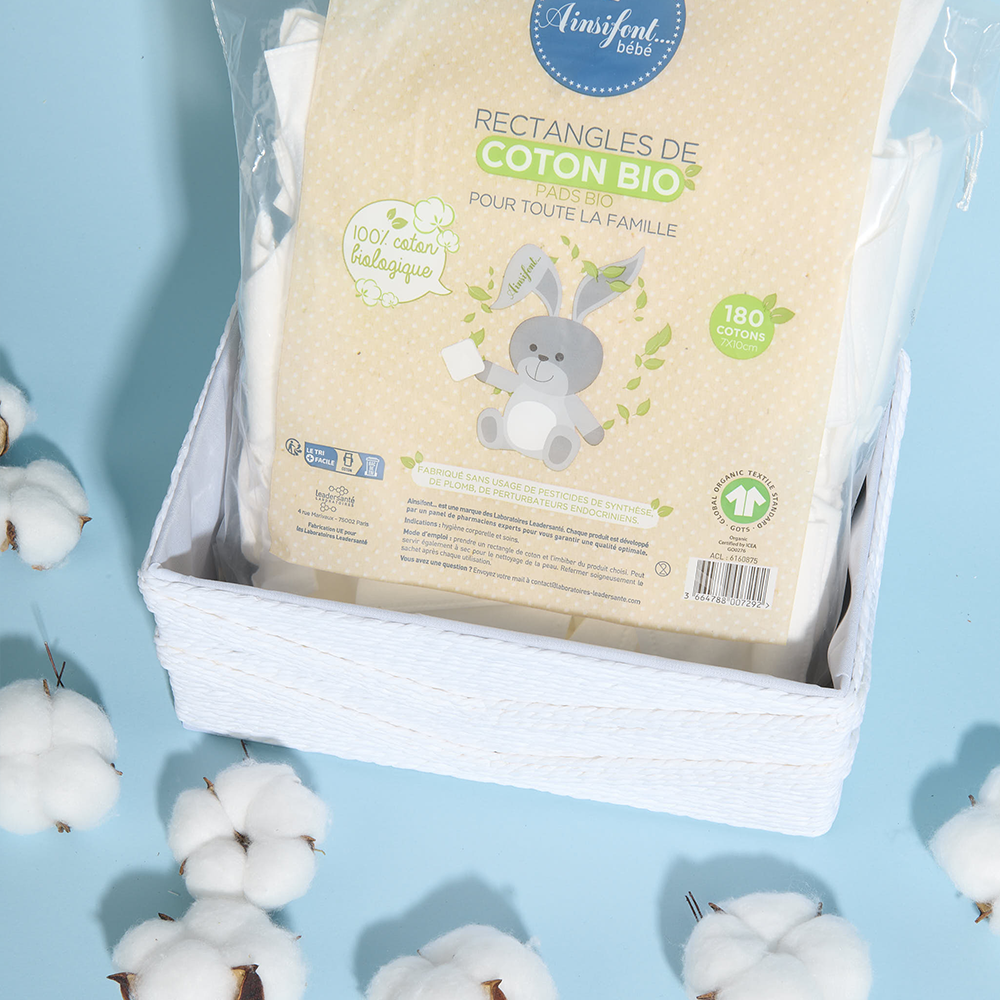 Rectangles de coton Bio – GOTS (Ecocert Greenlife – 00206311)